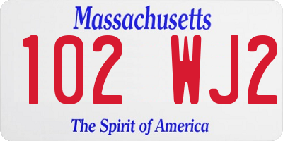 MA license plate 102WJ2