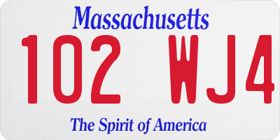 MA license plate 102WJ4