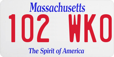 MA license plate 102WK0