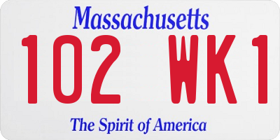 MA license plate 102WK1