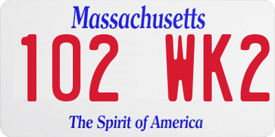 MA license plate 102WK2