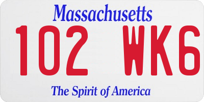 MA license plate 102WK6