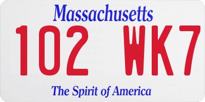 MA license plate 102WK7