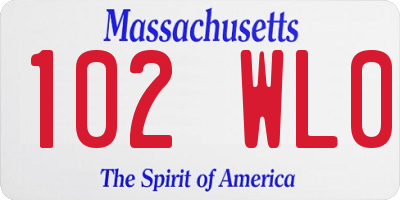 MA license plate 102WL0