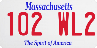 MA license plate 102WL2