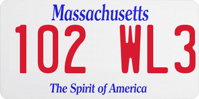 MA license plate 102WL3