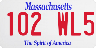 MA license plate 102WL5