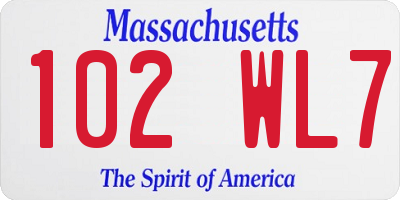 MA license plate 102WL7