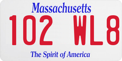 MA license plate 102WL8