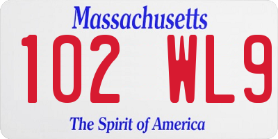 MA license plate 102WL9