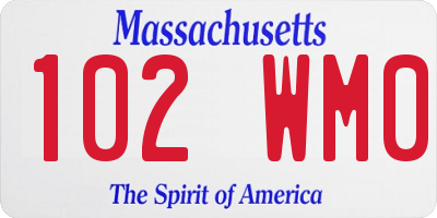 MA license plate 102WM0