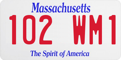 MA license plate 102WM1