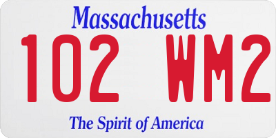 MA license plate 102WM2