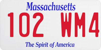 MA license plate 102WM4