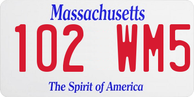 MA license plate 102WM5