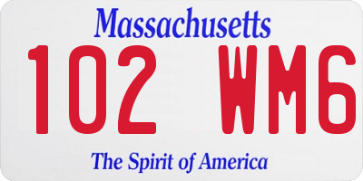 MA license plate 102WM6