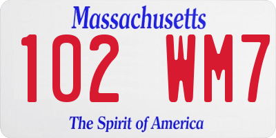 MA license plate 102WM7