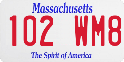 MA license plate 102WM8