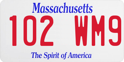 MA license plate 102WM9