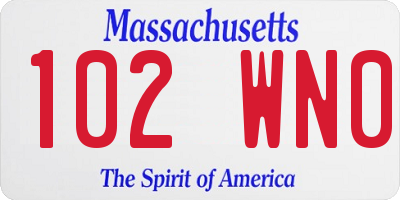 MA license plate 102WN0