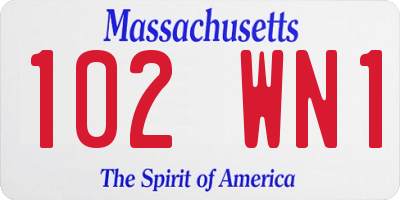 MA license plate 102WN1