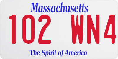 MA license plate 102WN4