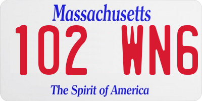 MA license plate 102WN6