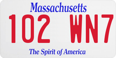 MA license plate 102WN7