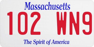 MA license plate 102WN9