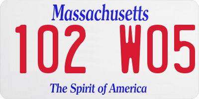MA license plate 102WO5