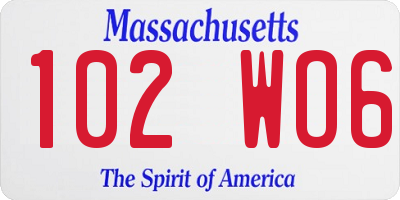 MA license plate 102WO6