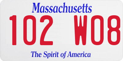 MA license plate 102WO8