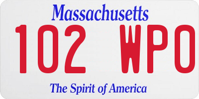 MA license plate 102WP0