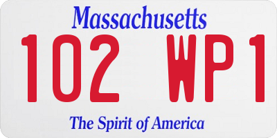 MA license plate 102WP1