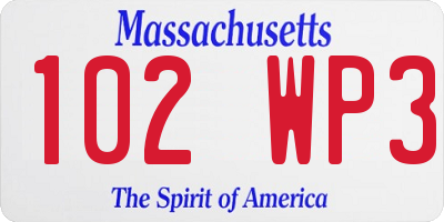 MA license plate 102WP3