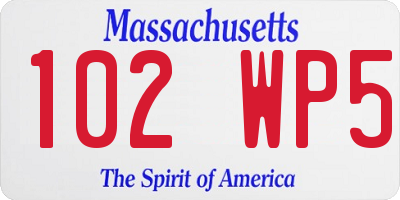 MA license plate 102WP5