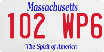MA license plate 102WP6
