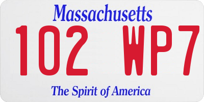 MA license plate 102WP7