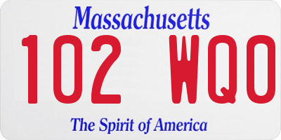 MA license plate 102WQ0