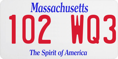 MA license plate 102WQ3