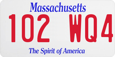 MA license plate 102WQ4