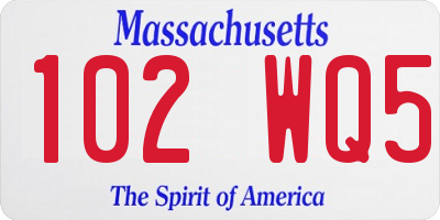 MA license plate 102WQ5