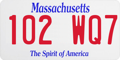 MA license plate 102WQ7