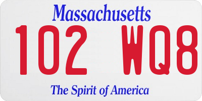 MA license plate 102WQ8
