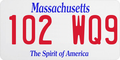 MA license plate 102WQ9