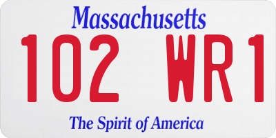 MA license plate 102WR1