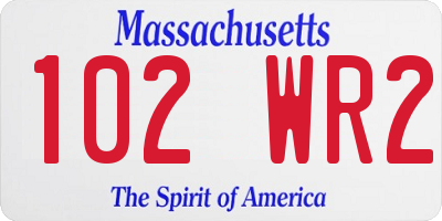 MA license plate 102WR2