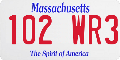 MA license plate 102WR3