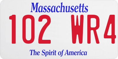 MA license plate 102WR4