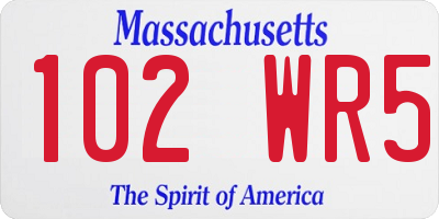 MA license plate 102WR5